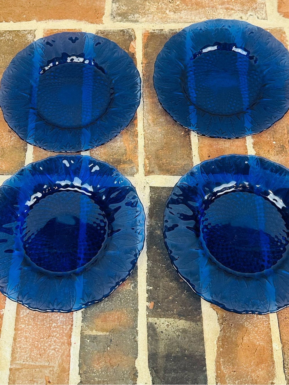 Vintage 70s / 80s Avon Royal Sapphire Cobalt Blue Salad Plates 7.5" Set Of 4